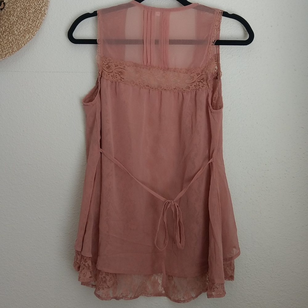 Lace net summery high low anthropologie open vest - Picture 5 of 6